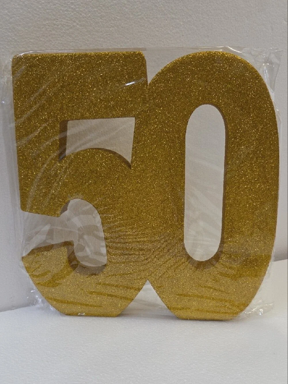 Gold Glitter '50' Party Sign - Home Party Supplies
